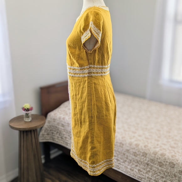 Boden Yellow Laura Linen Shift Dress Short Sleeve Summery Size 6 - Picture 5 of 13